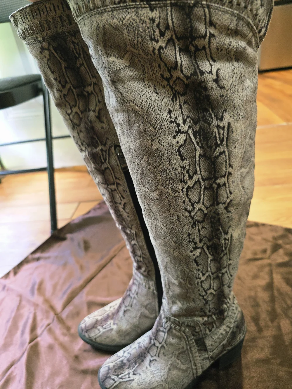 Over-the-Knee Snake Print Boots